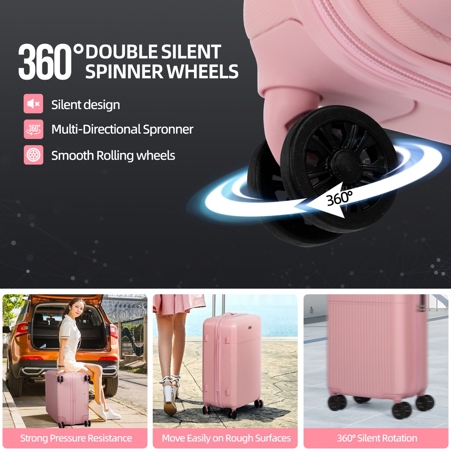 Searoute Suitcase Set in Pink