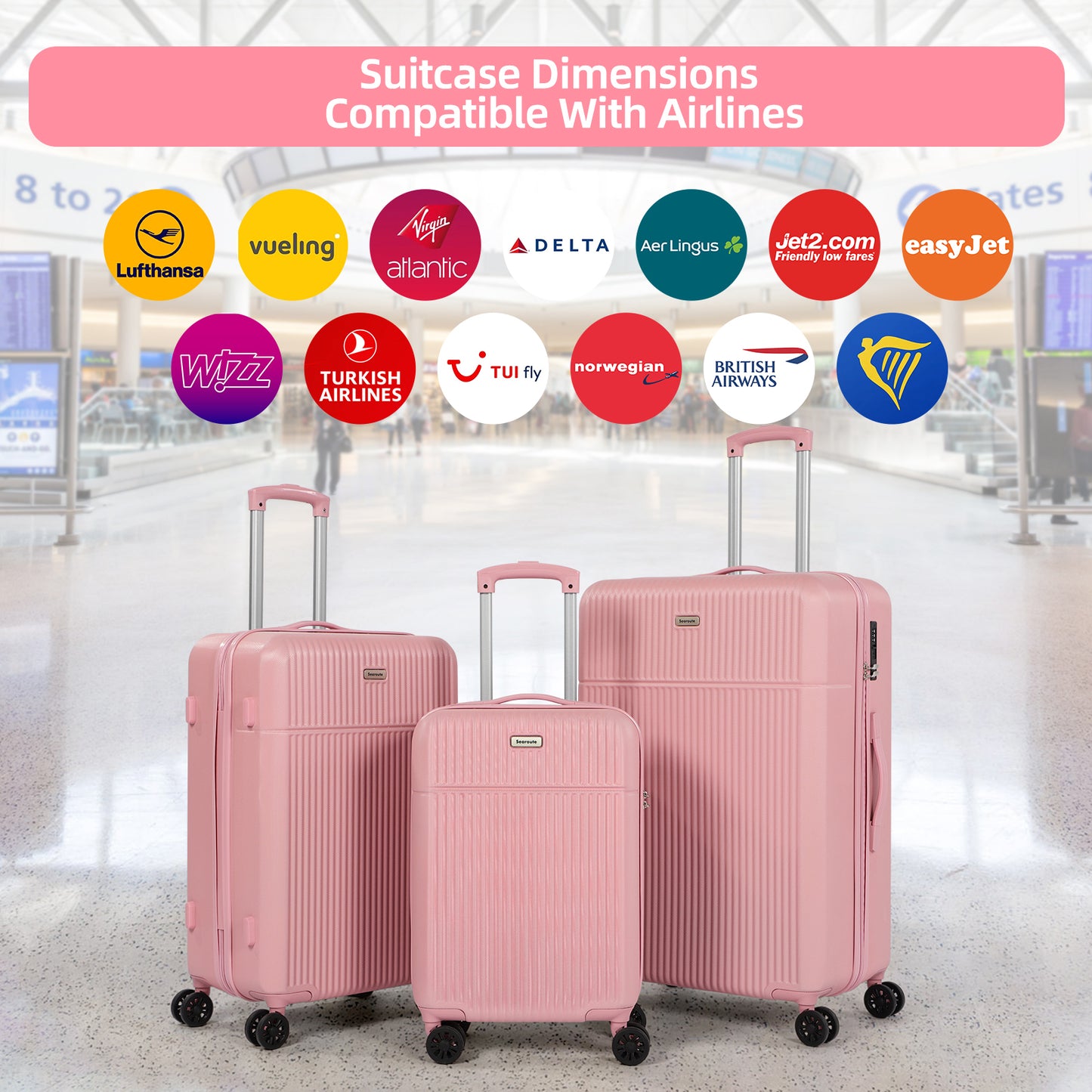 Searoute Suitcase Set in Pink