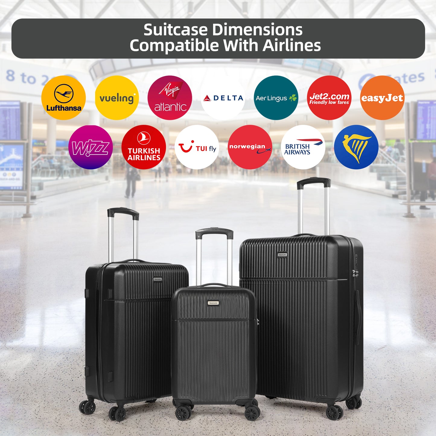 Searoute Suitcase Set in Black