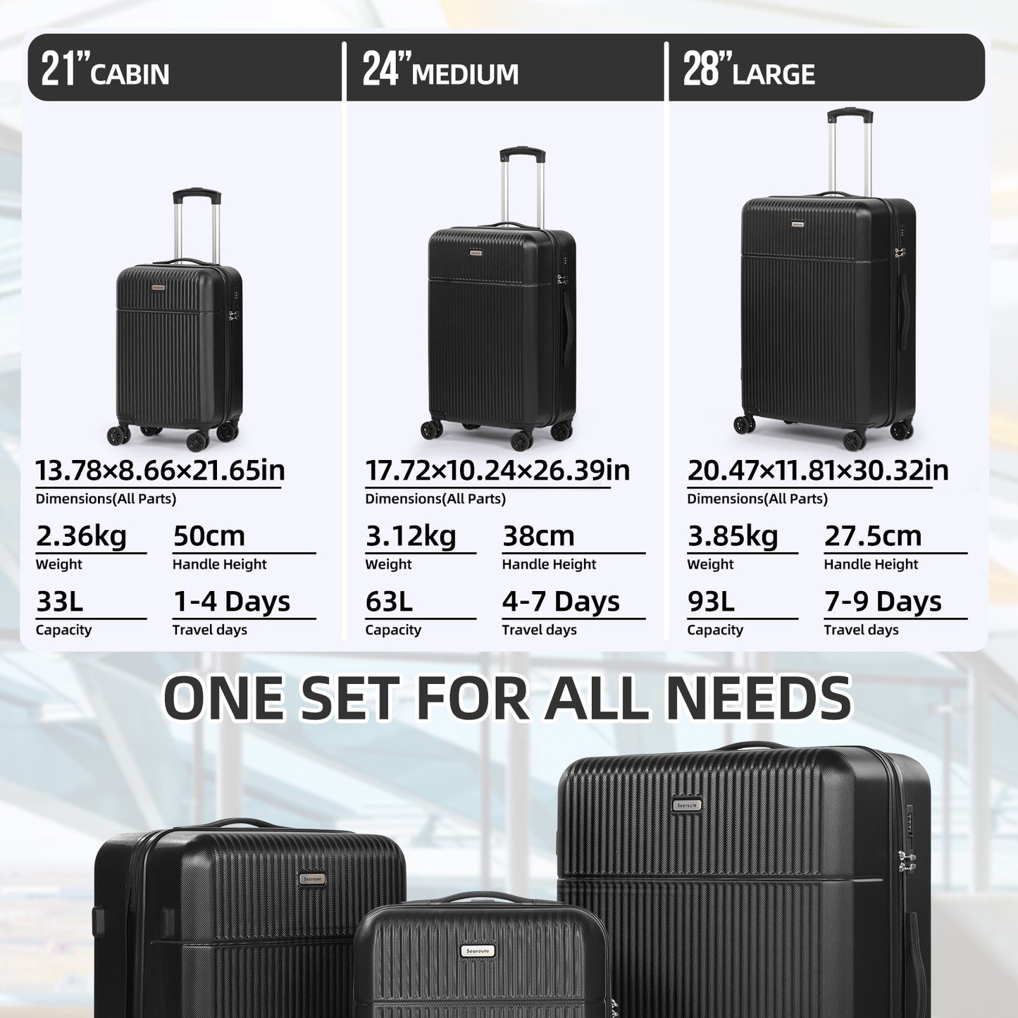 Searoute Suitcase Set in Black