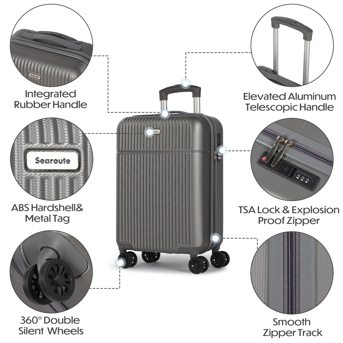 Searoute Cabin Suitcase in Grey