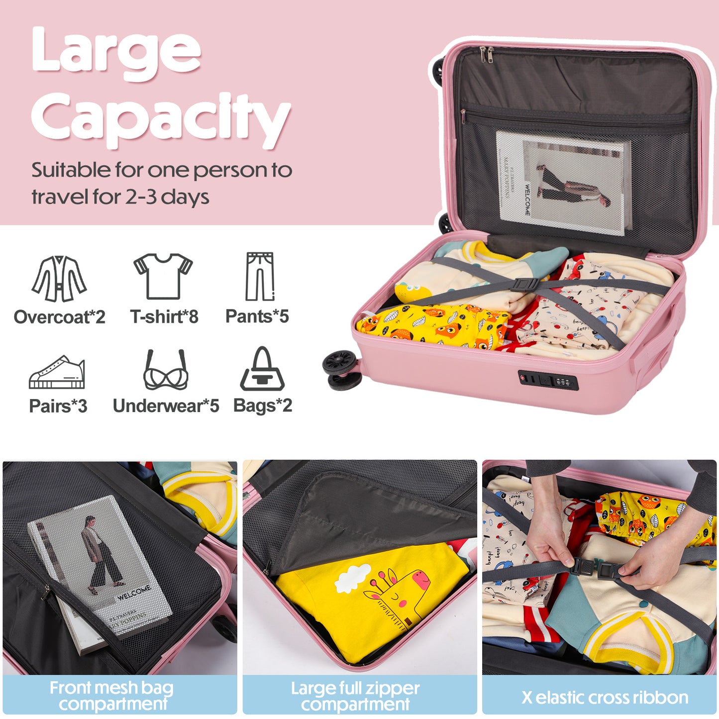 Searoute Cabin Suitcase in Pink